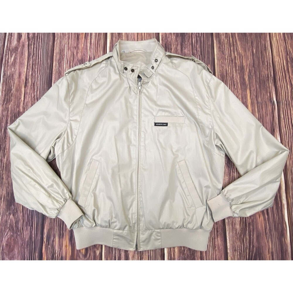 Vintage Members Only Tan Jacket Men's Size 42 Classic Iconic Racer USA